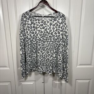 Time and Tru XXXL Leopard Print Sweater Women Gray Lightweight Plus Boho Cozy